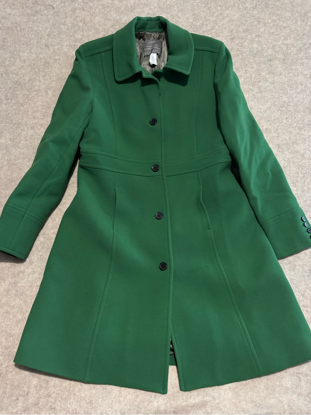 J.Crew Women's Green Wool-Blend Single-Breasted Coat Size 16